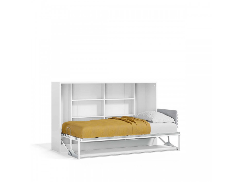 Spazio Twin Size Wall Bed With Desk, Twin Size Murphy Bed Mattress