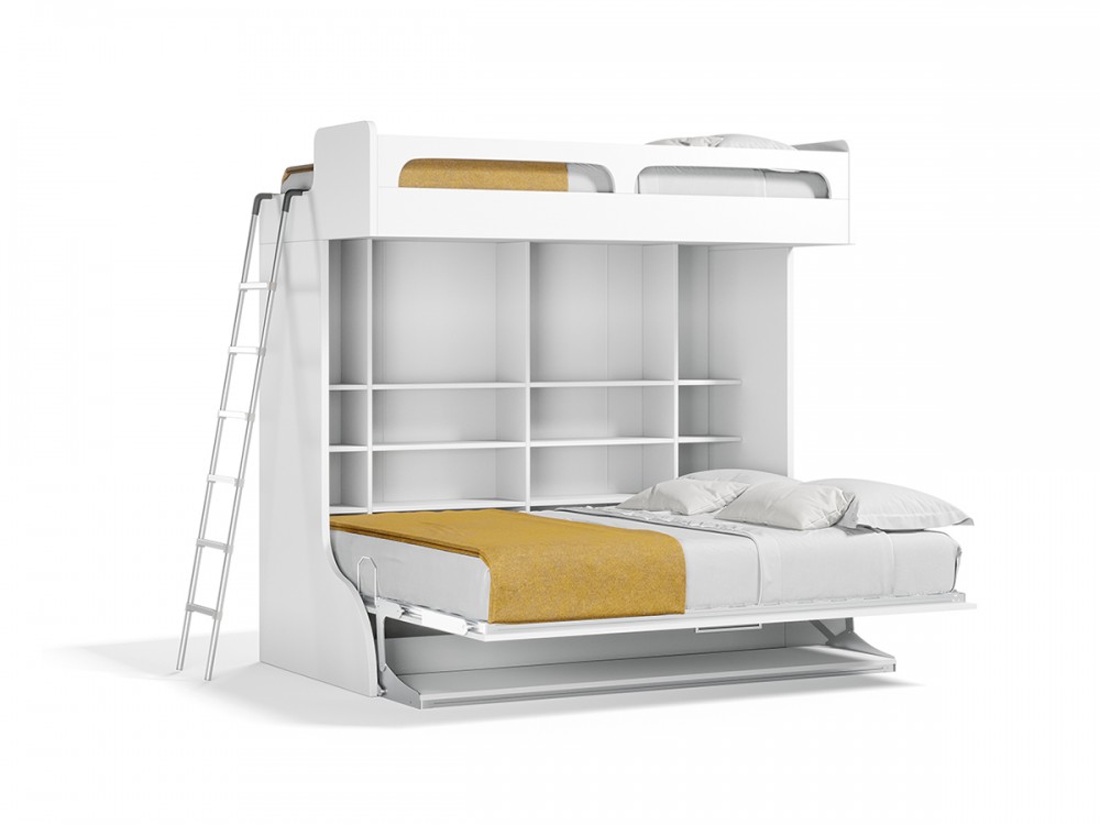Twin Over Full Murphy Wall Bunk Bed With Table - Castello