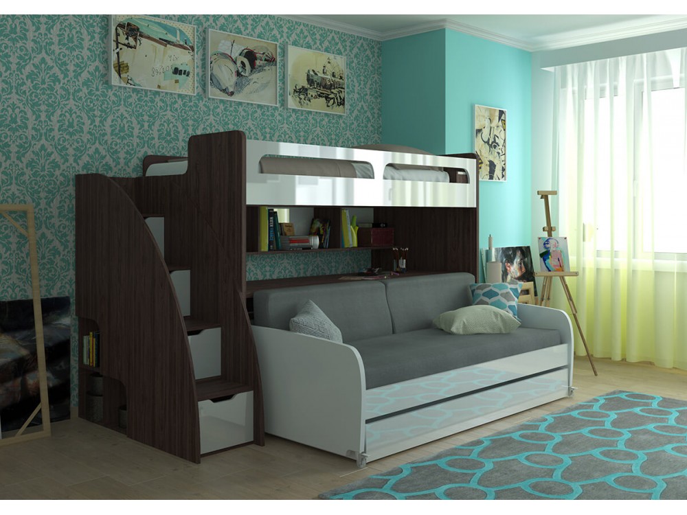 l shaped twin beds with trundle