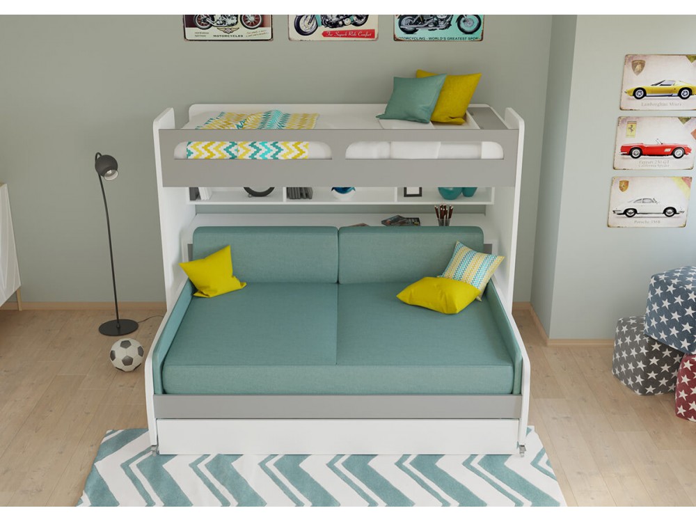Twin Bunk Bed Over Full Xl Sofa, Bel Mondo Twin Bunk Bed With Sofa Table And Trundle